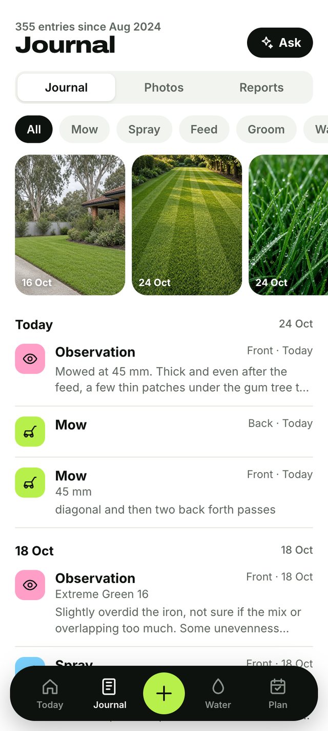 Journal screen
