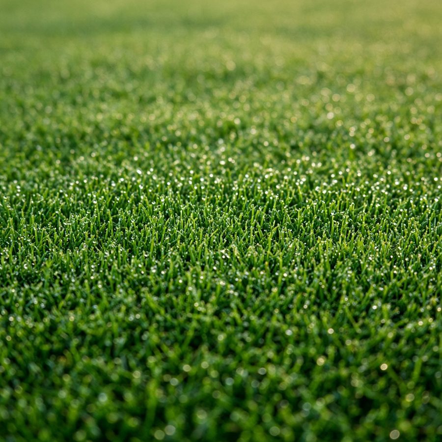 Close-up of healthy grass with dew